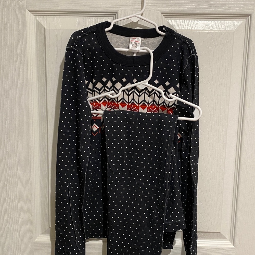 Hanna Andersson Black Fairisle Kids Pajama Set Size 14 160CM
